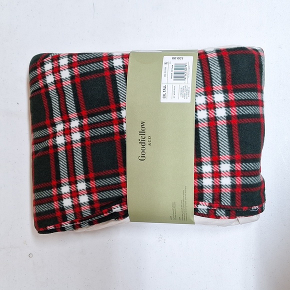 NEW! Men's 2pc Big & Tall Plaid Microfleece Pajama PJ Set, Cream - Goodfellow - Picture 3 of 8